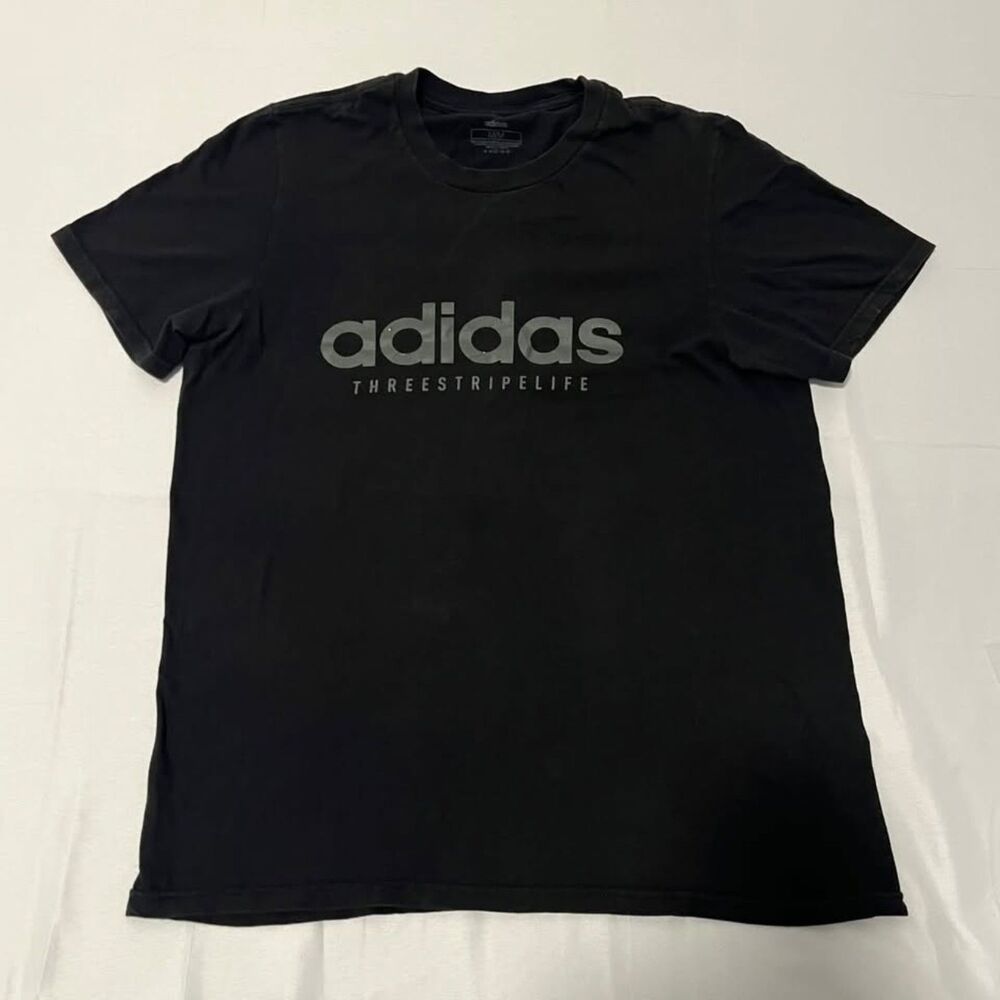 adidas Men's M Black Three Stripe Life Graphic T-Shirt Short Sleeve Tee